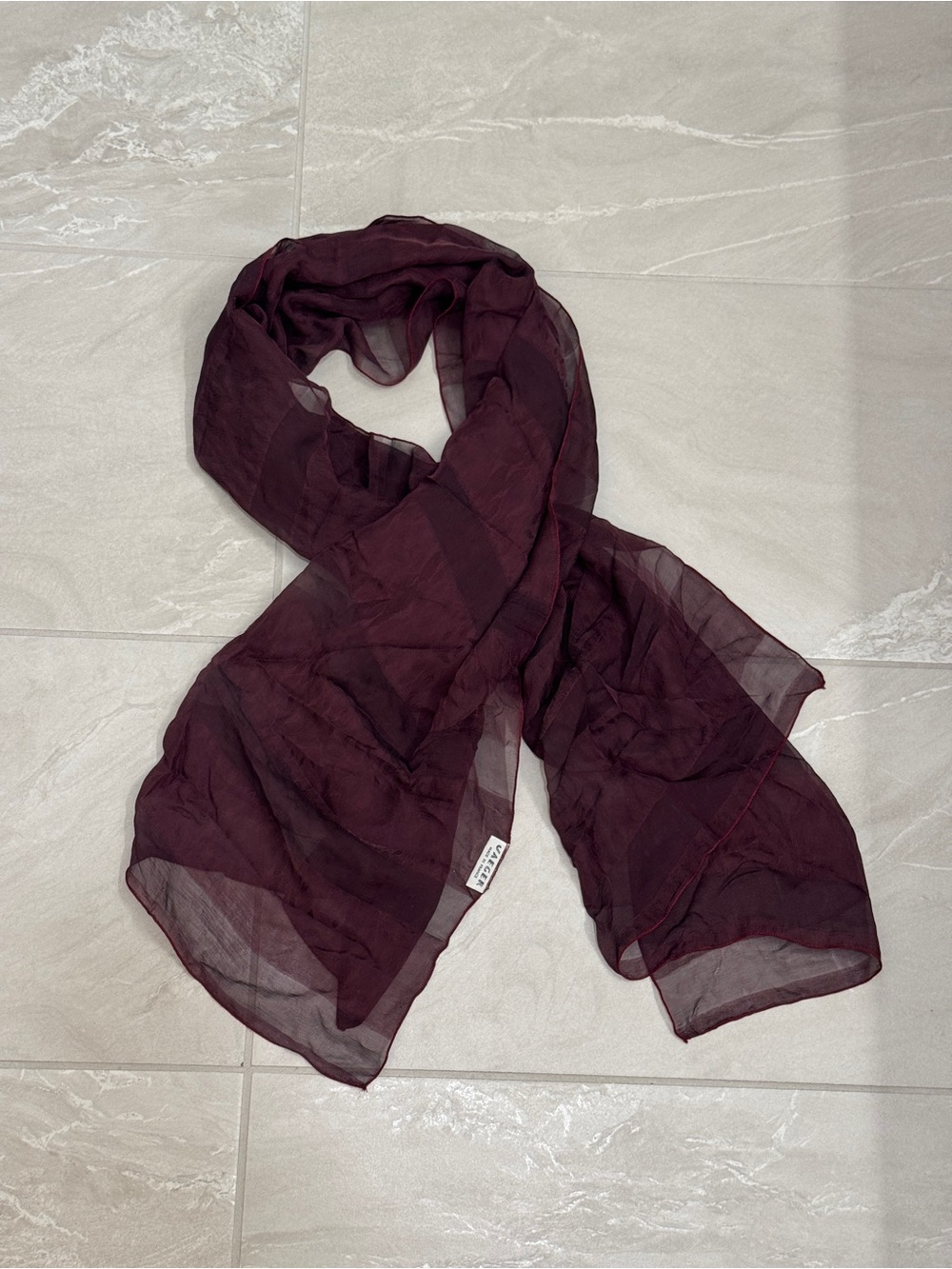 Lightweight Burgundy Sheer Silk Scarf Fall Wrap